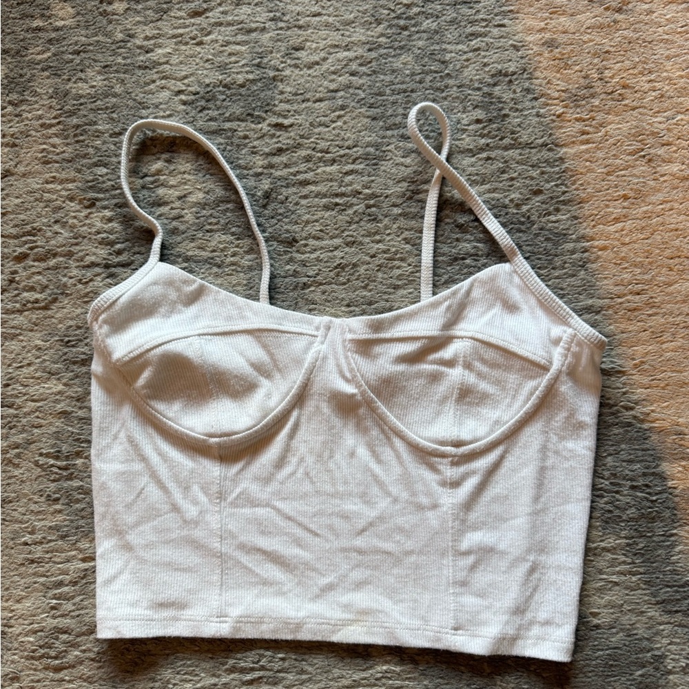 Joah Brown white corset crop tank top size S/M